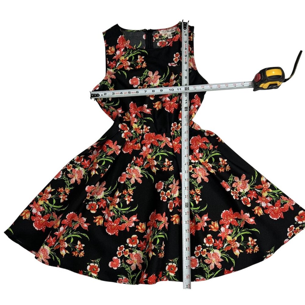 Love With Derek Size S Womens Dress Black Floral Sleeveless Back Zipper - Picture 3 of 8